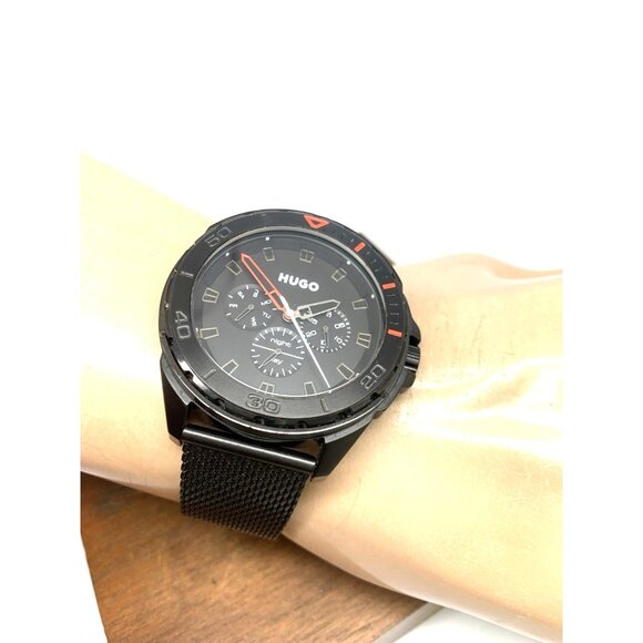 Hugo Boss Men's Watch 1530289 Quartz Black Dial Mesh Stainless Steel 44mm - Picture 5 of 13